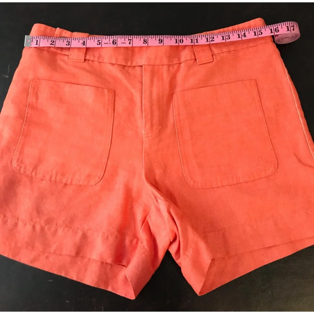 Anthropologie Daughters of the Liberation Linen Shorts 8 Orange High Rise - Picture 9 of 11